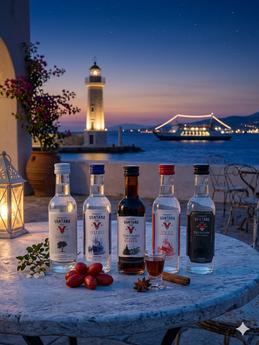 ΣΕΤ 5 Ποτών ( ΟΥΖΟ ,Ούζο 100% , Τεντούρα, Τσίπουρο, Μαστίχα. (50ml Έκαστο)